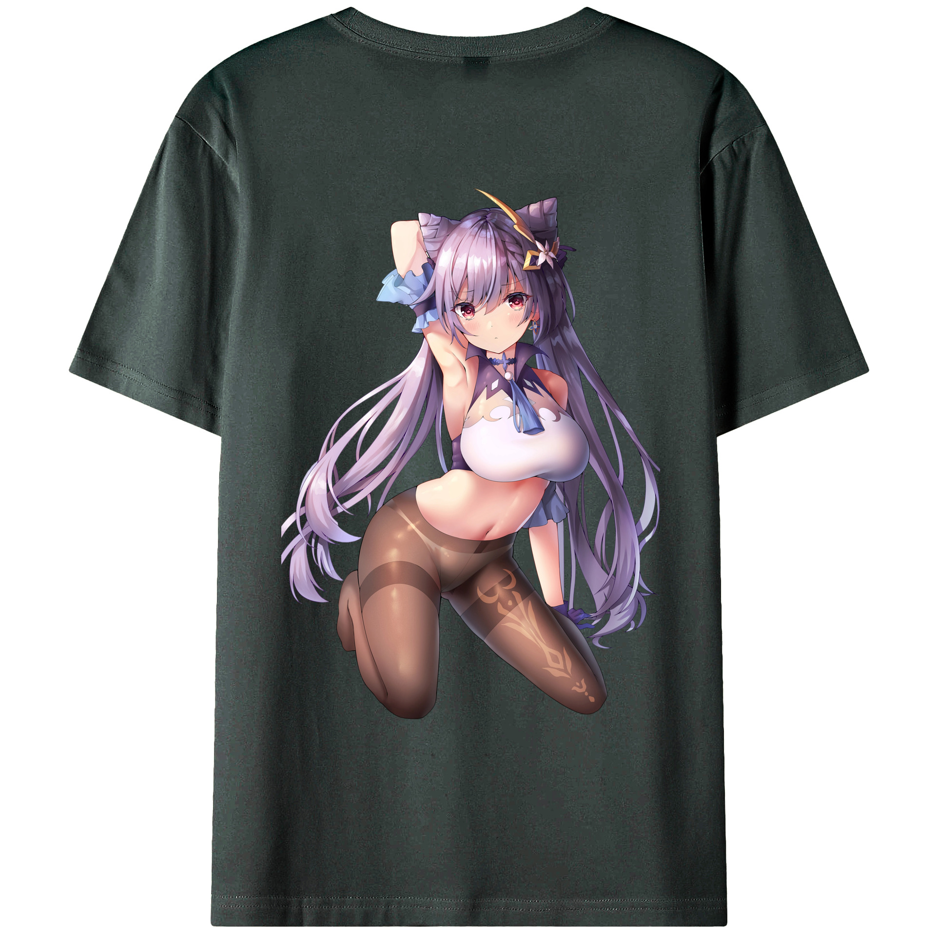 げんし神 刻晴 こくせい genshin Kokusei 綿100％ メンズ半袖Tシャツ（バックプリント） 通気性